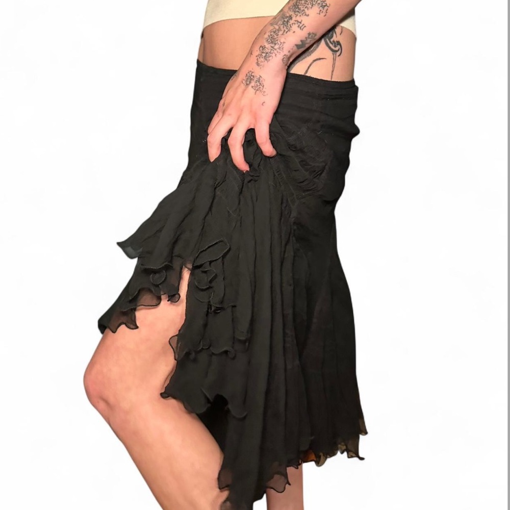 Max Studio Special Edition 100% Silk  Black Midi CrepeSkirt